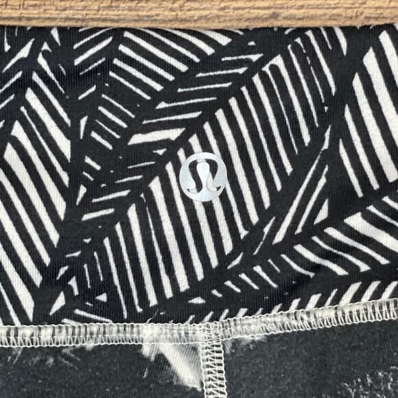 Lululemon Wunder Under Crop II Shady Palms Black White Leggings SZ 6 - Picture 5 of 10